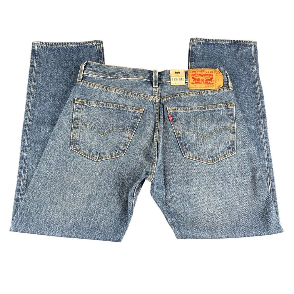 Levi's 501 Original Button Fly Medium Wash Denim Jeans Men's Sizes 32x30 - 34x34 - Picture 3 of 5